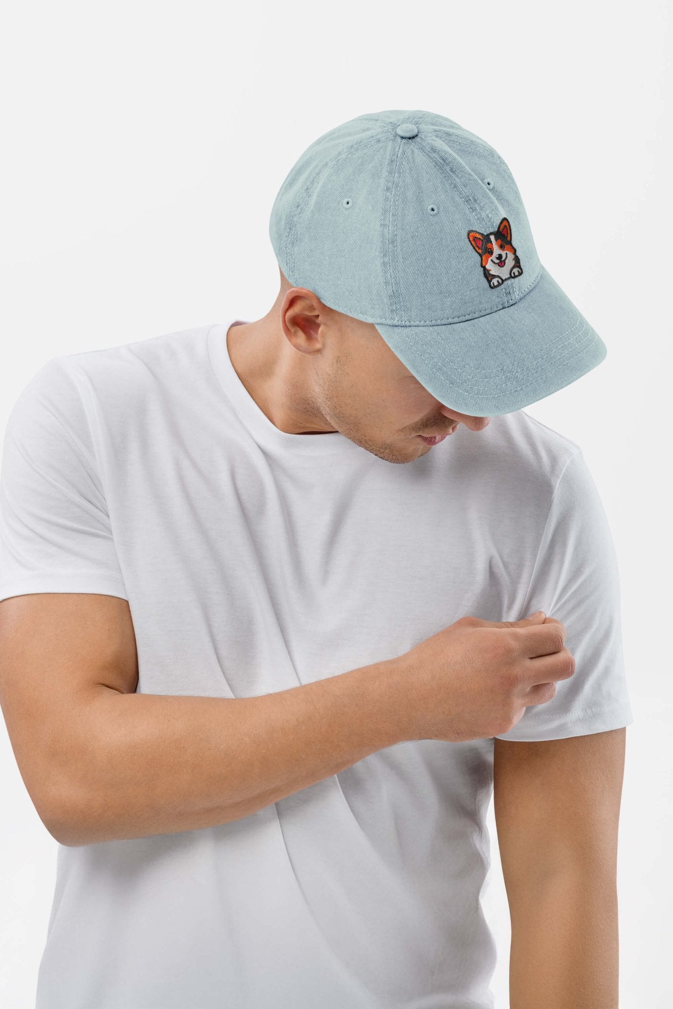 Premium Tricolor Corgi Denim Cap.