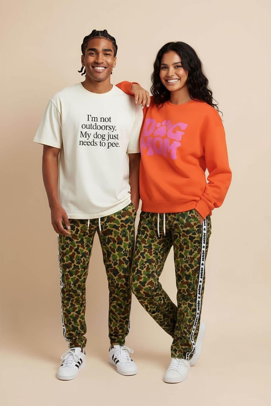 Camo Wide-Leg Unisex Paw Print Joggers