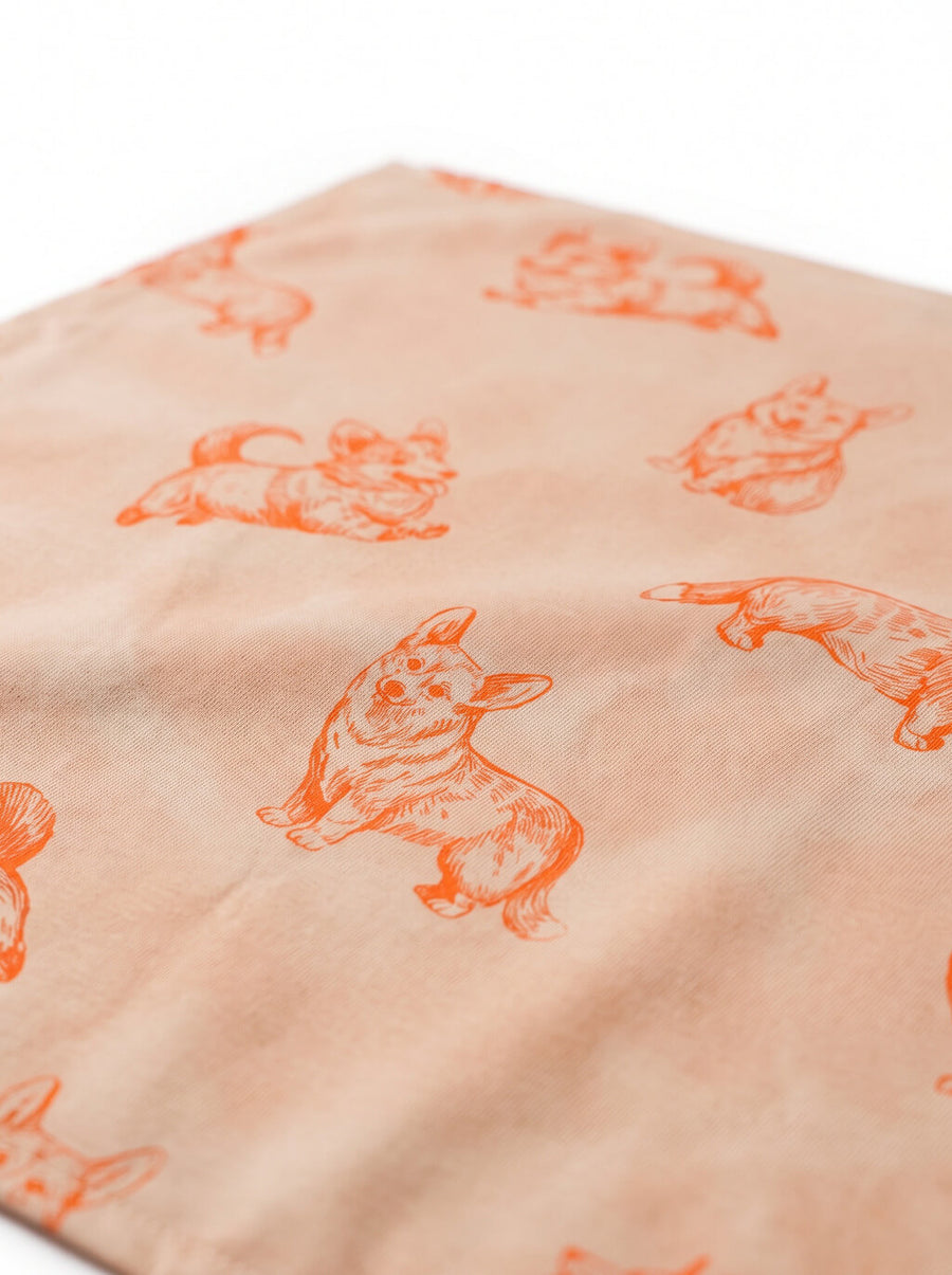 Fabric detail on the beige Corgi Couture Dog Bandana from WOOF