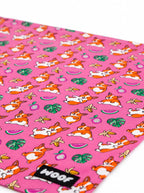 Fabric detail on the pink Tropical Corgi Paradise Dog Bandana from WOOF