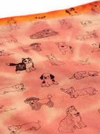 Fabric detail on the orange tie dye dog bandana from WOOF