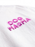 Fabric detail on the white Dog Mom Balloon T-Shirt from WOOF