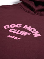 Close up of the print on the red Diehard Dog Moms Club Crop Hoodie from WOOF
