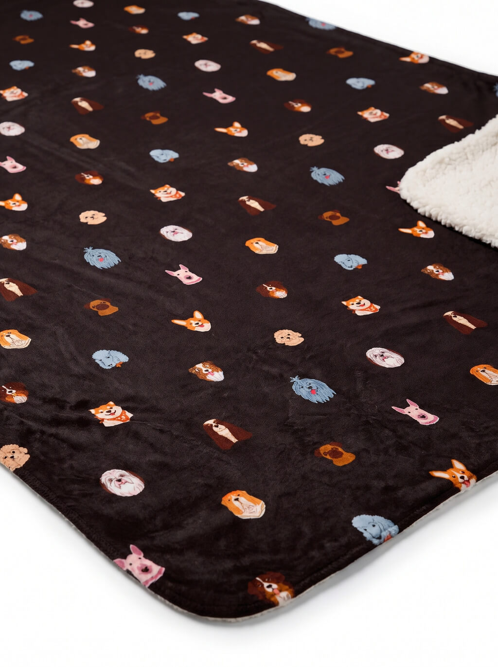 Fabric detail on the black Doggy Dreams Sherpa Dog Blanket from WOOF