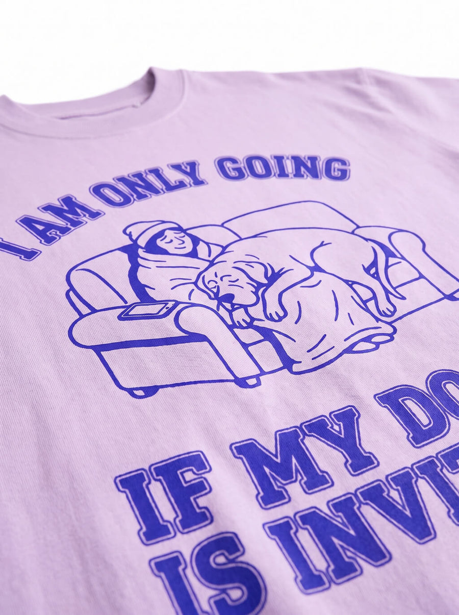 Print detail on the lilac Funny Dog T-Shirt from WOOF