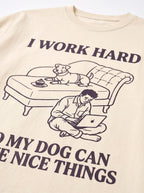 Print detail on the beige Nice Dog T-Shirt from WOOF
