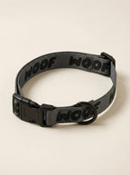 All Black WOOF Dog Collar & Leash Set