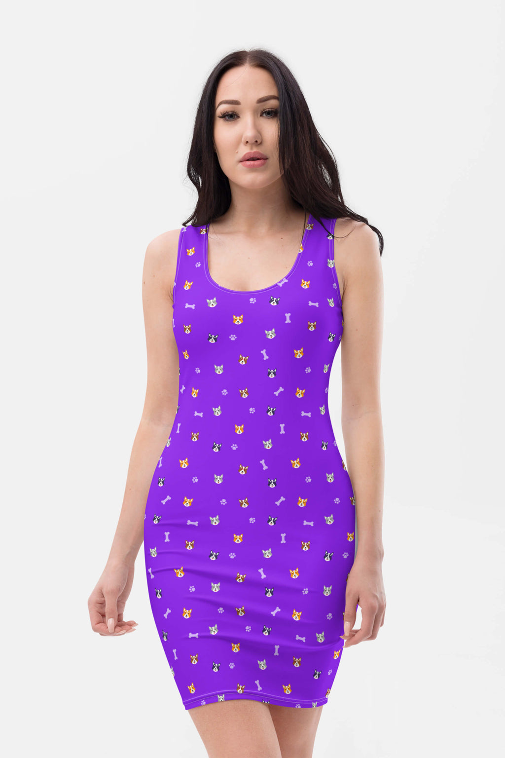 Violet Corgi Vibes Bodycon Dress - Dogloverclothing.com