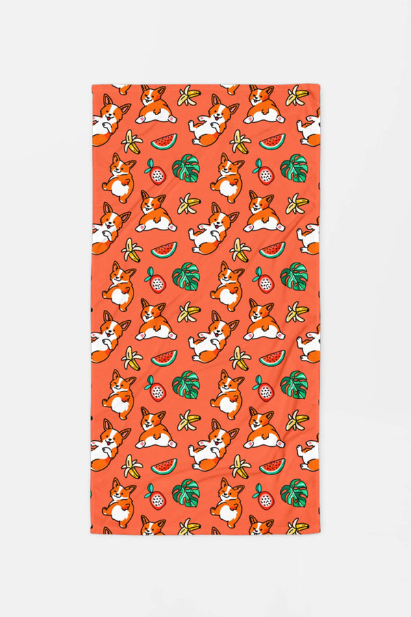 Tropical Corgi Chill Out Premium Towel 30″ × 60″ - Dogloverclothing.com
