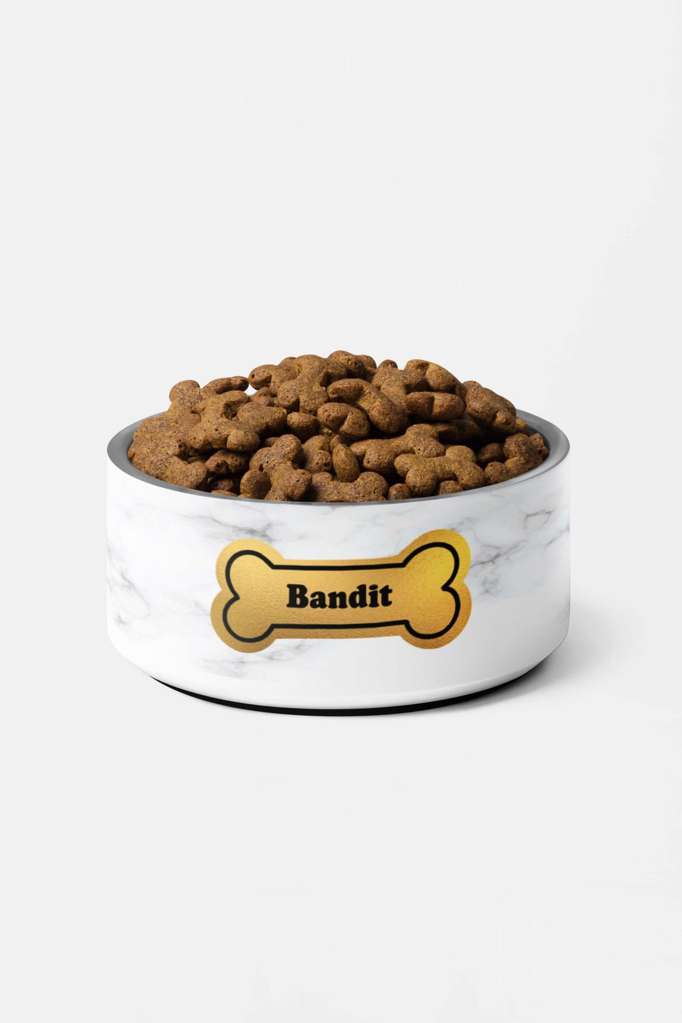 Customizable Marble & Gold Dog Pet Bowl.