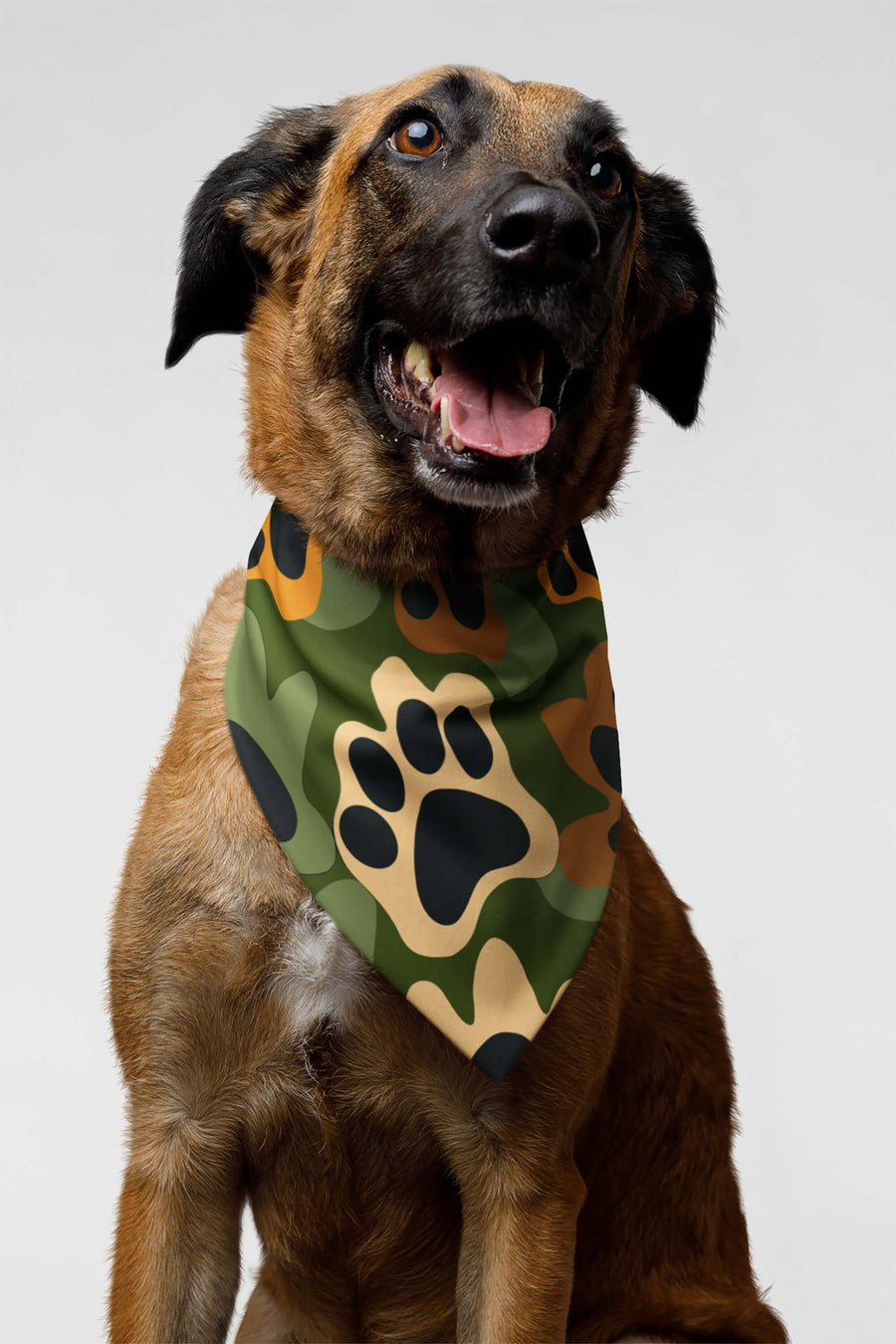 Close up of the camo pattern on the dog bandana from WOOF