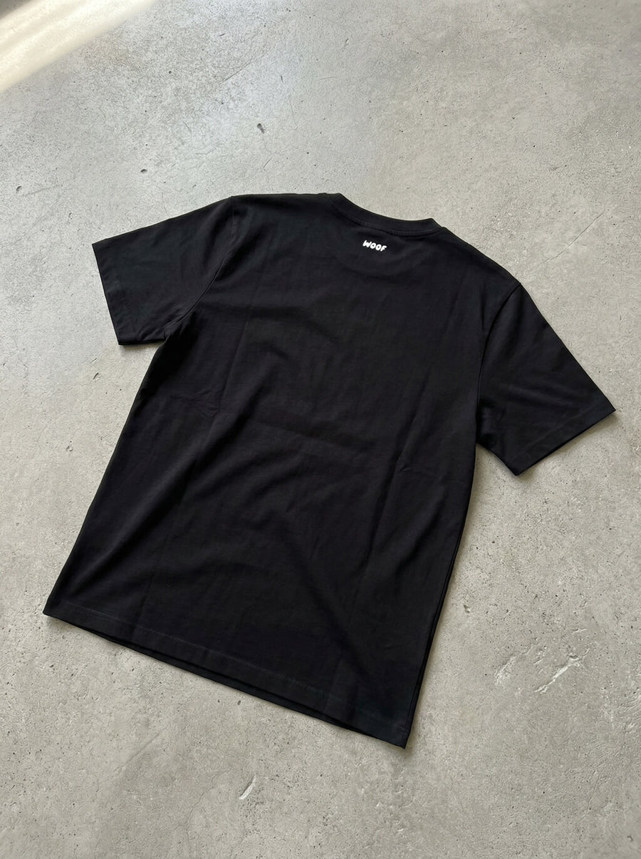 Back view of the black Good Boy Dog T-Shirt from WOOF