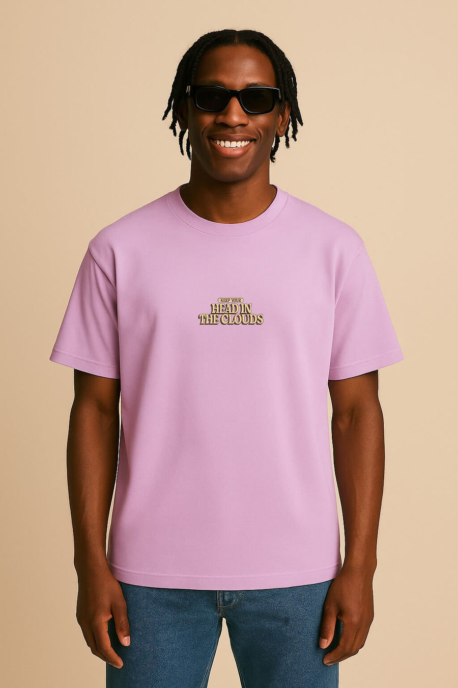 Head in the Clouds dog T-Shirt from WOOF, front view of the print