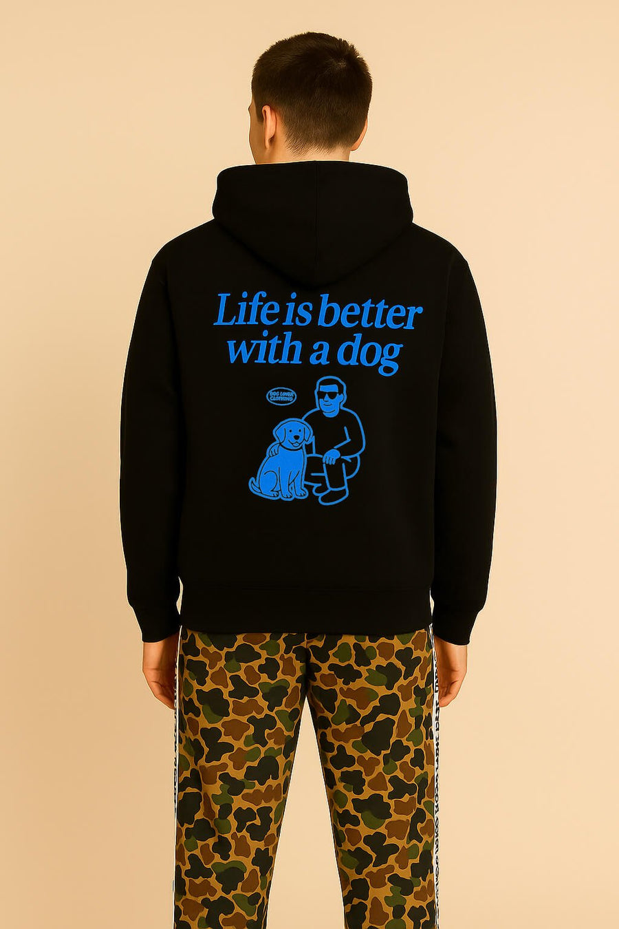Black Life is Better with a Dog Hoodie from WOOF, rear print detail
