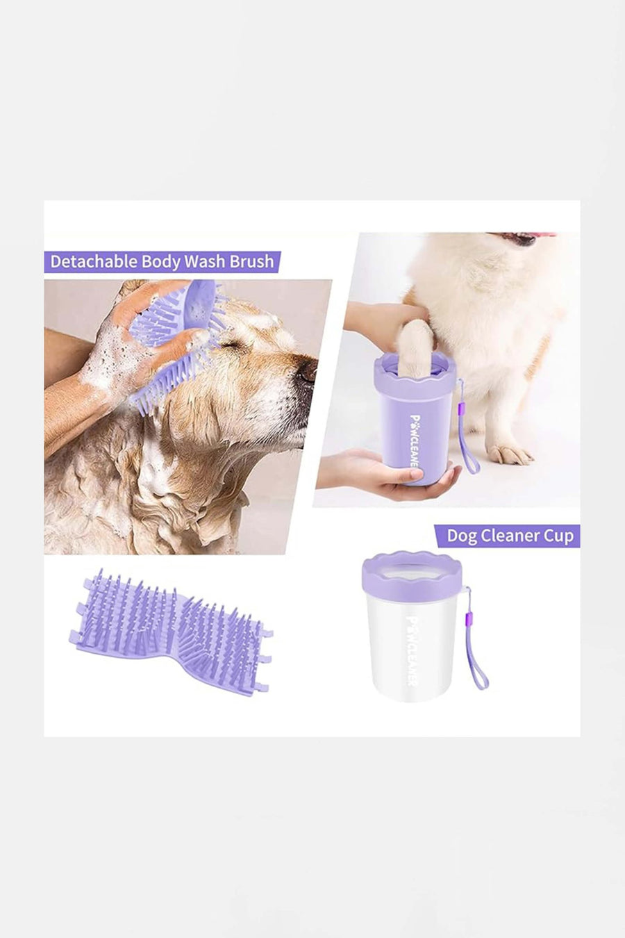 Paw cleaner from WOOF shown with the included towels
