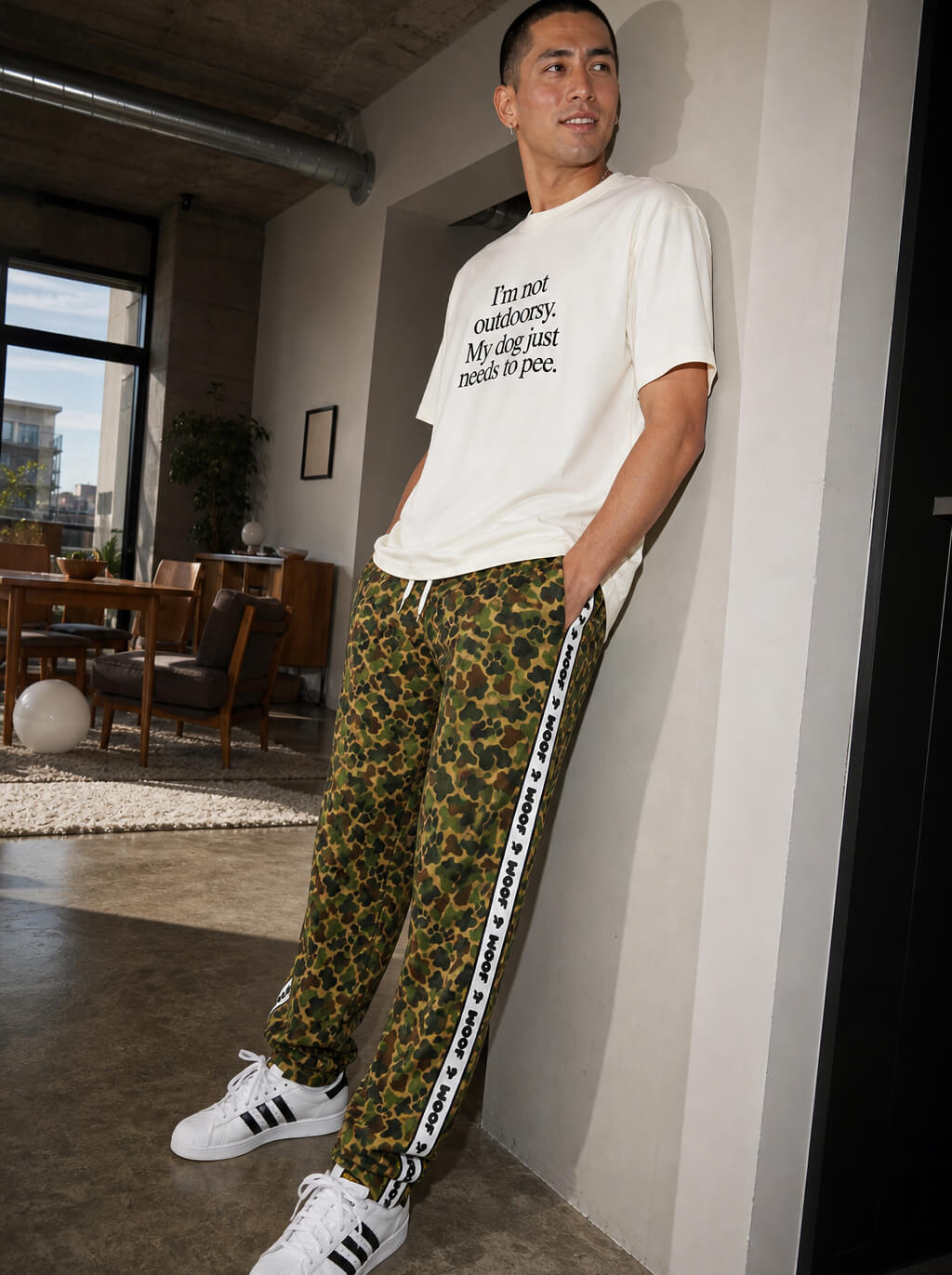 Camo Wide-Leg Unisex Paw Print Joggers