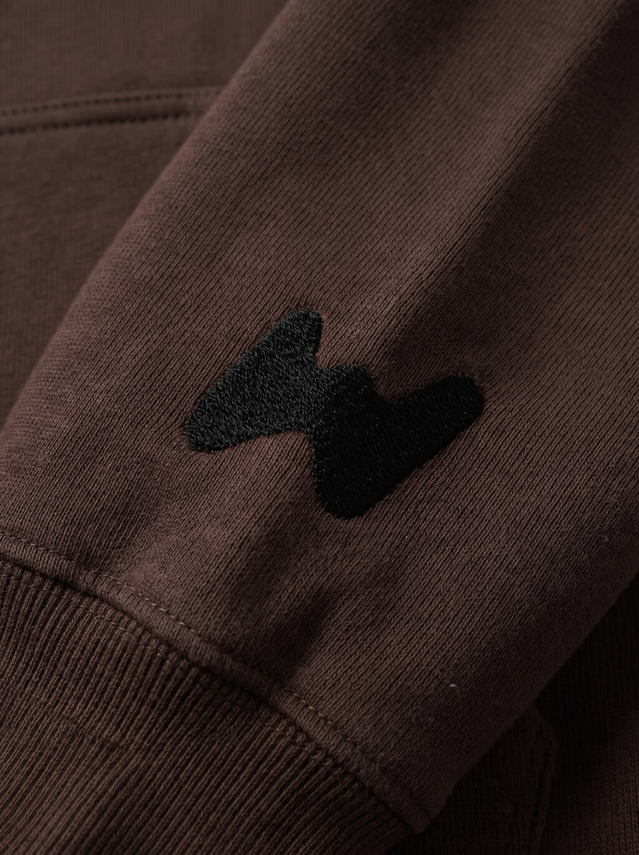 Fabric detail on the brown Chill Vibes Only French Bulldog Hoodie from WOOF