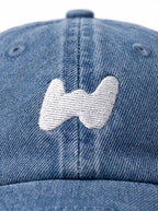 Stitching detail on the Dachshund Embroidered Denim Cap from WOOF