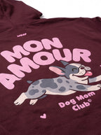 Fabric detail on the red Diehard Dog Moms Club Crop Hoodie from WOOF