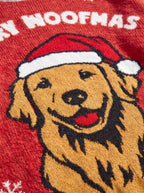 Knit texture detail on the red Golden Retriever Christmas Sweater from WOOF