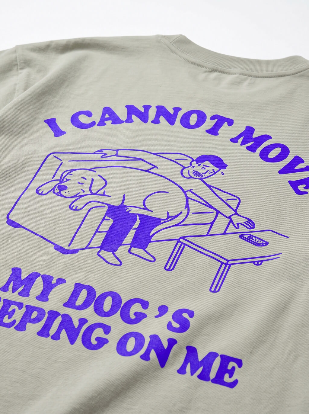 Fabric and print detail on the mint green Sleeping Dog T-Shirt from WOOF
