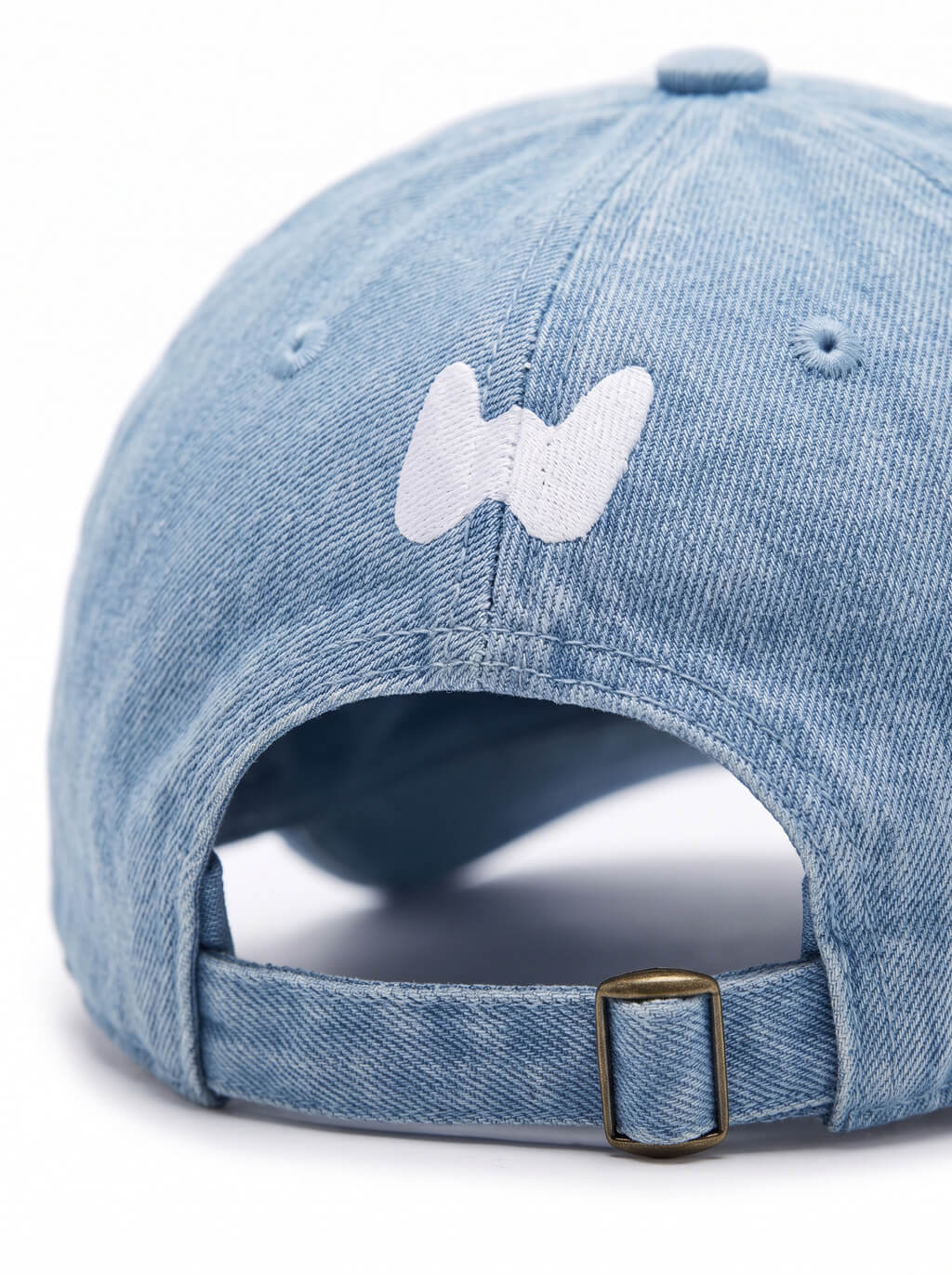 Stitching detail on the blue Tricolor Corgi Denim Cap from WOOF