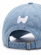 Stitching detail on the blue Tricolor Corgi Denim Cap from WOOF