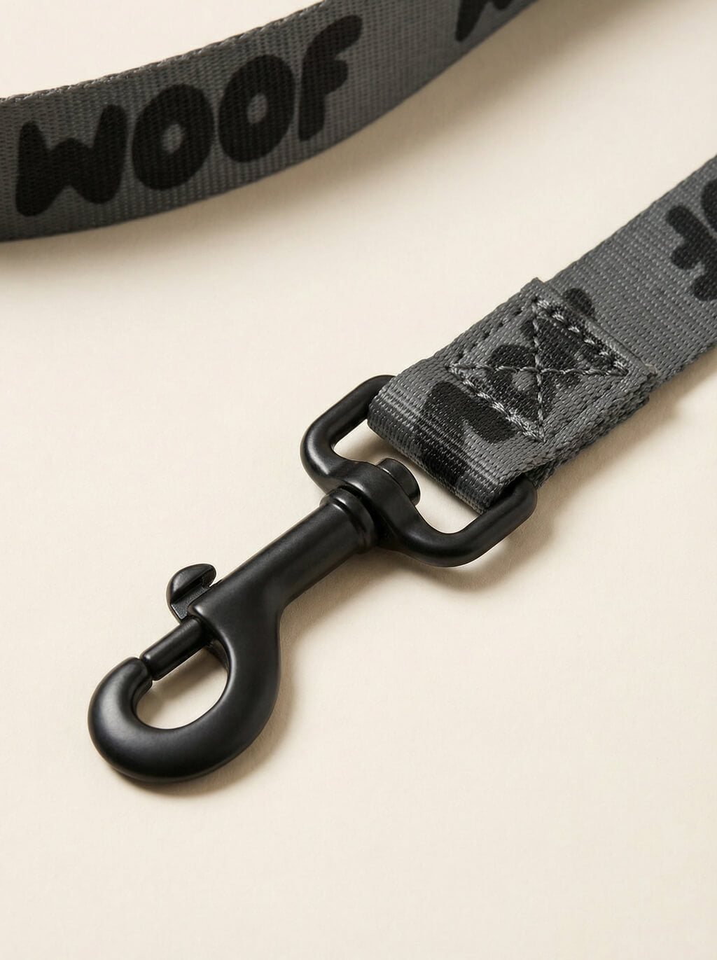 All Black WOOF Dog Collar & Leash Set