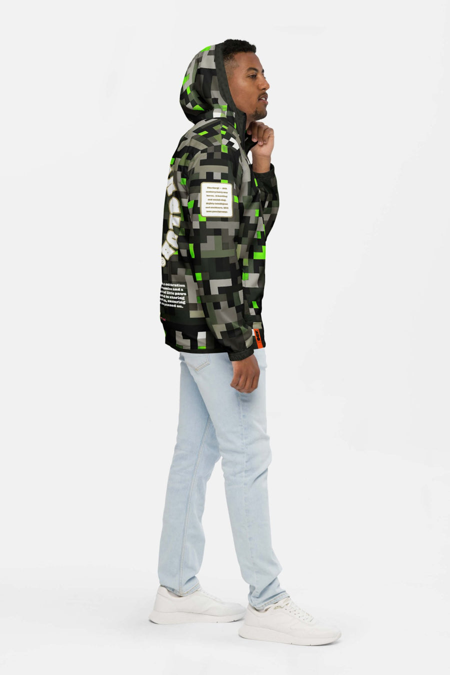 Side view of the Corgi Fan Club Dogwalker Rain Jacket from WOOF