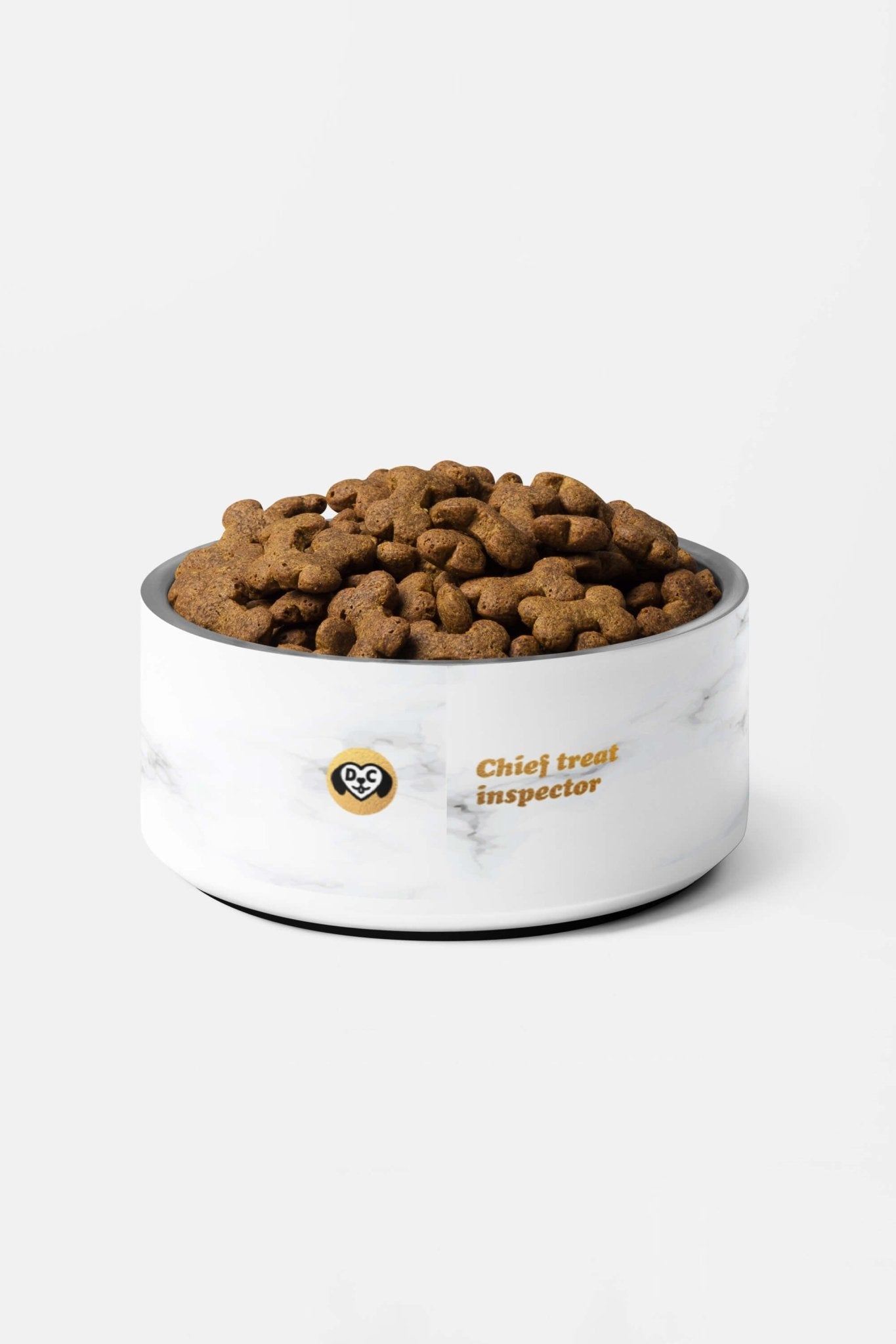 Customizable Marble & Gold Dog Pet Bowl.
