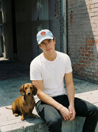 Iconic Dachshund Embroidered Denim Cap