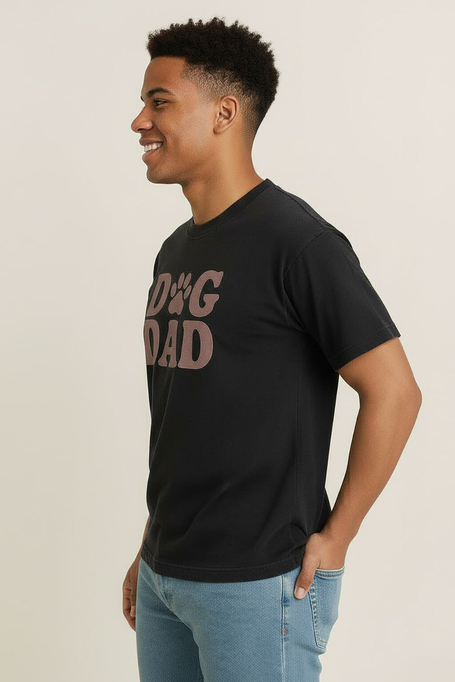 Black Soft Dog Dad T-Shirt from WOOF seen from the opposite side