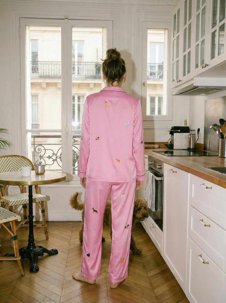 Back of the pink dog love pajama set from WOOF
