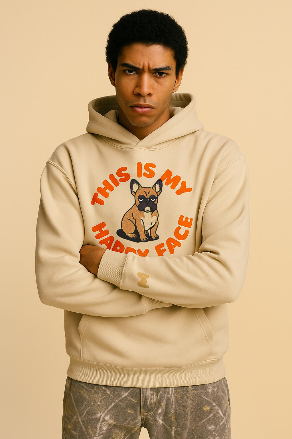 Funny This Is My Happy Face Unisex Frenchie Hoodie - WOOF