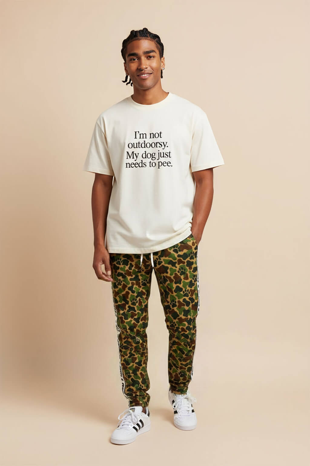 Camo Wide-Leg Unisex Paw Print Joggers