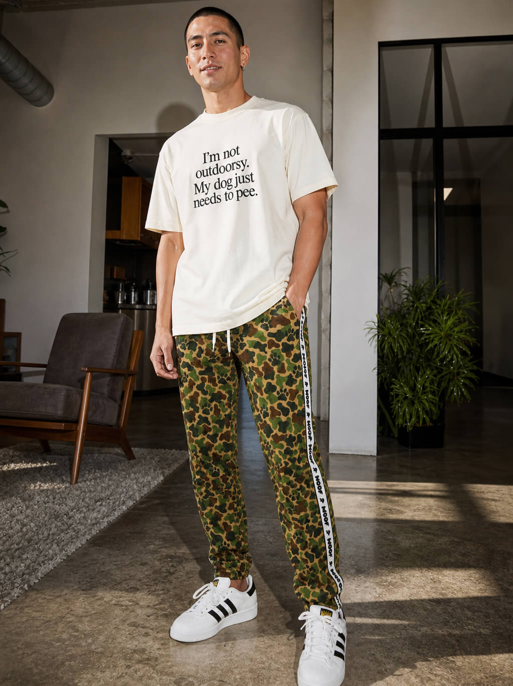 Camo Wide-Leg Unisex Paw Print Joggers