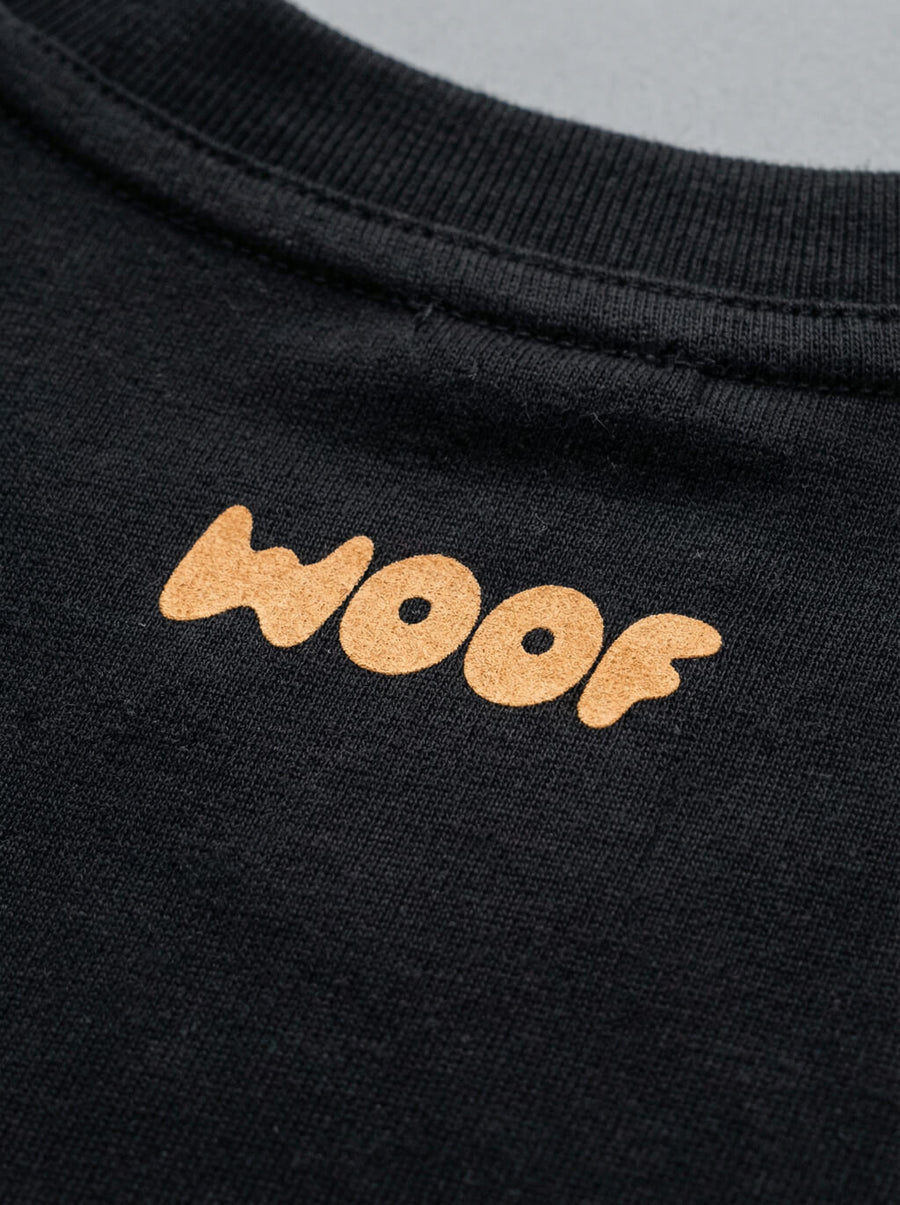 WOOF logo detail on the back of the Youre A Catch Frenchie T-Shirt