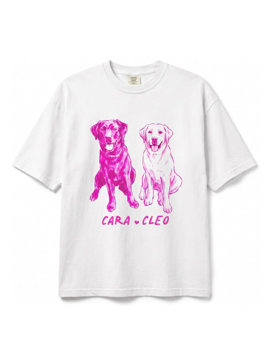White Custom Dog Caricature T-Shirt from WOOF, second portrait example