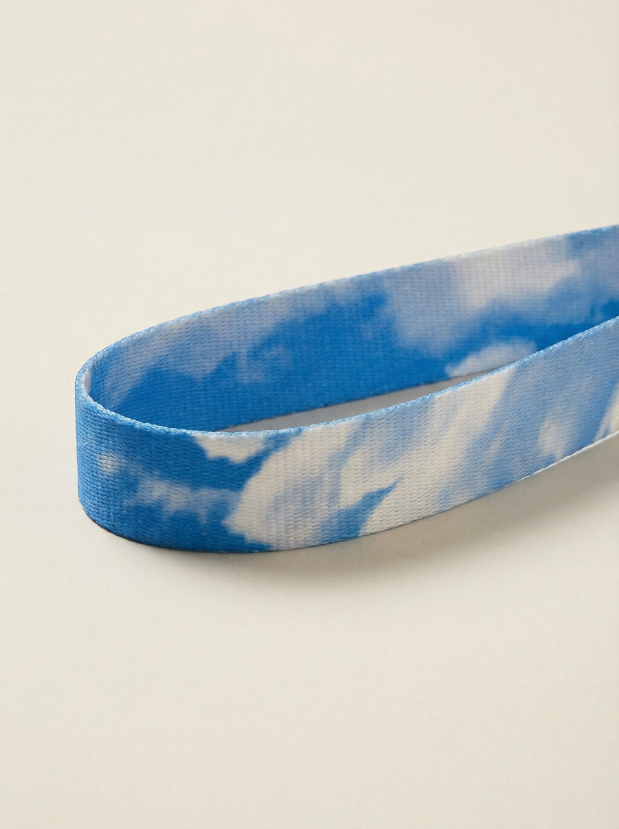 Close up of the cloud print on the collar and leash set from WOOF