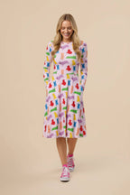 Supreme Corgi Confetti Long Sleeve Midi Dress - WOOF