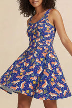 Cute Corgi Floral Summer Dress