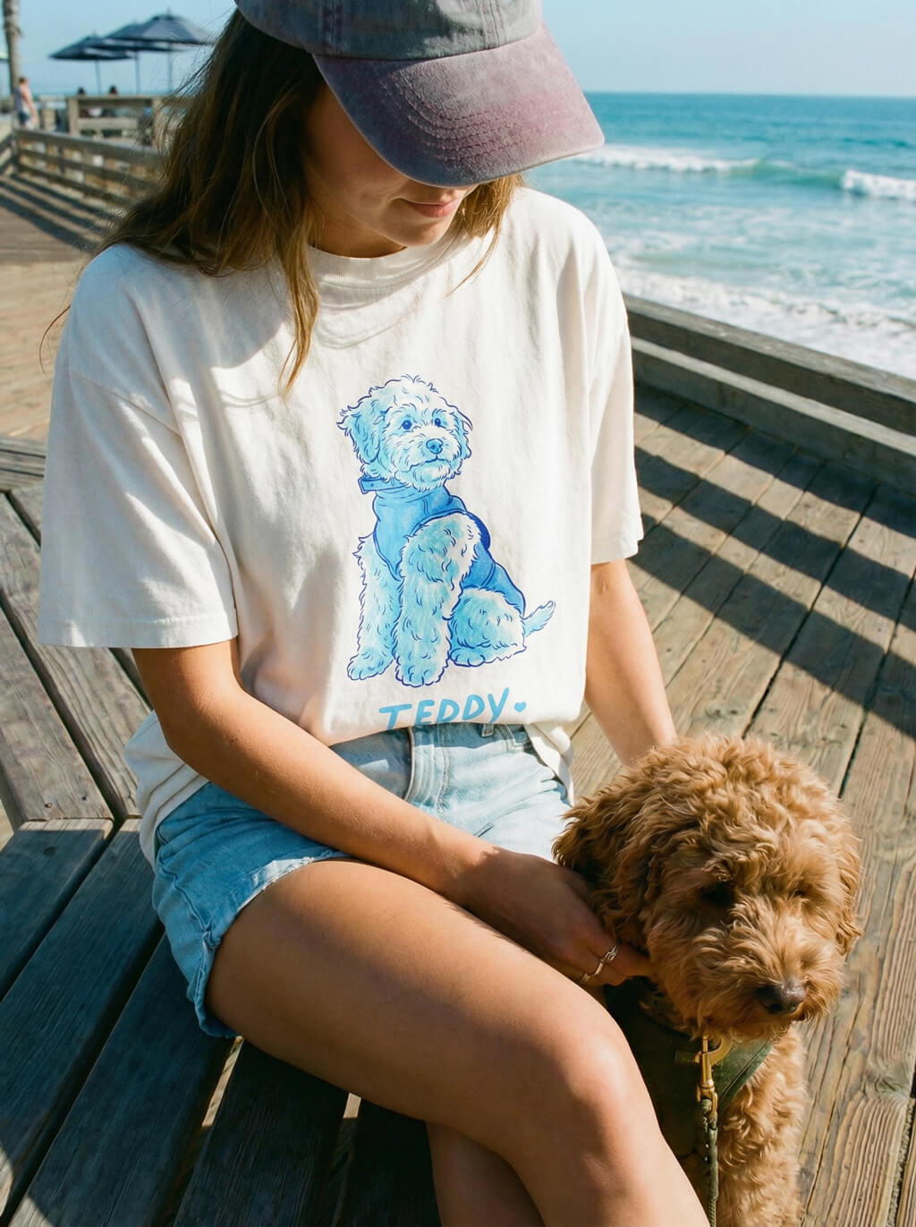 Custom Dog Caricature Unisex Heavyweight T-Shirt