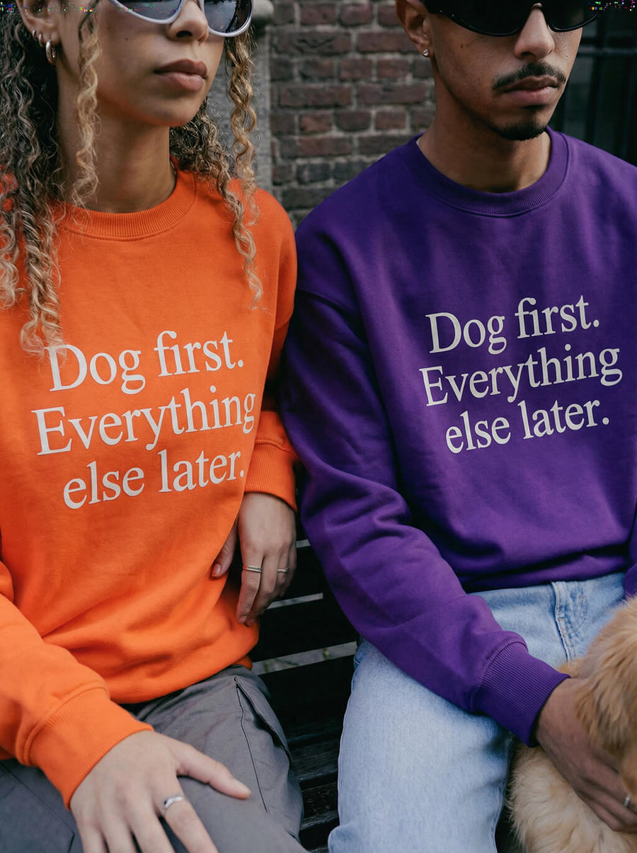 Fabric and stitching detail on the Dog First Statement Sweatshirt from WOOF