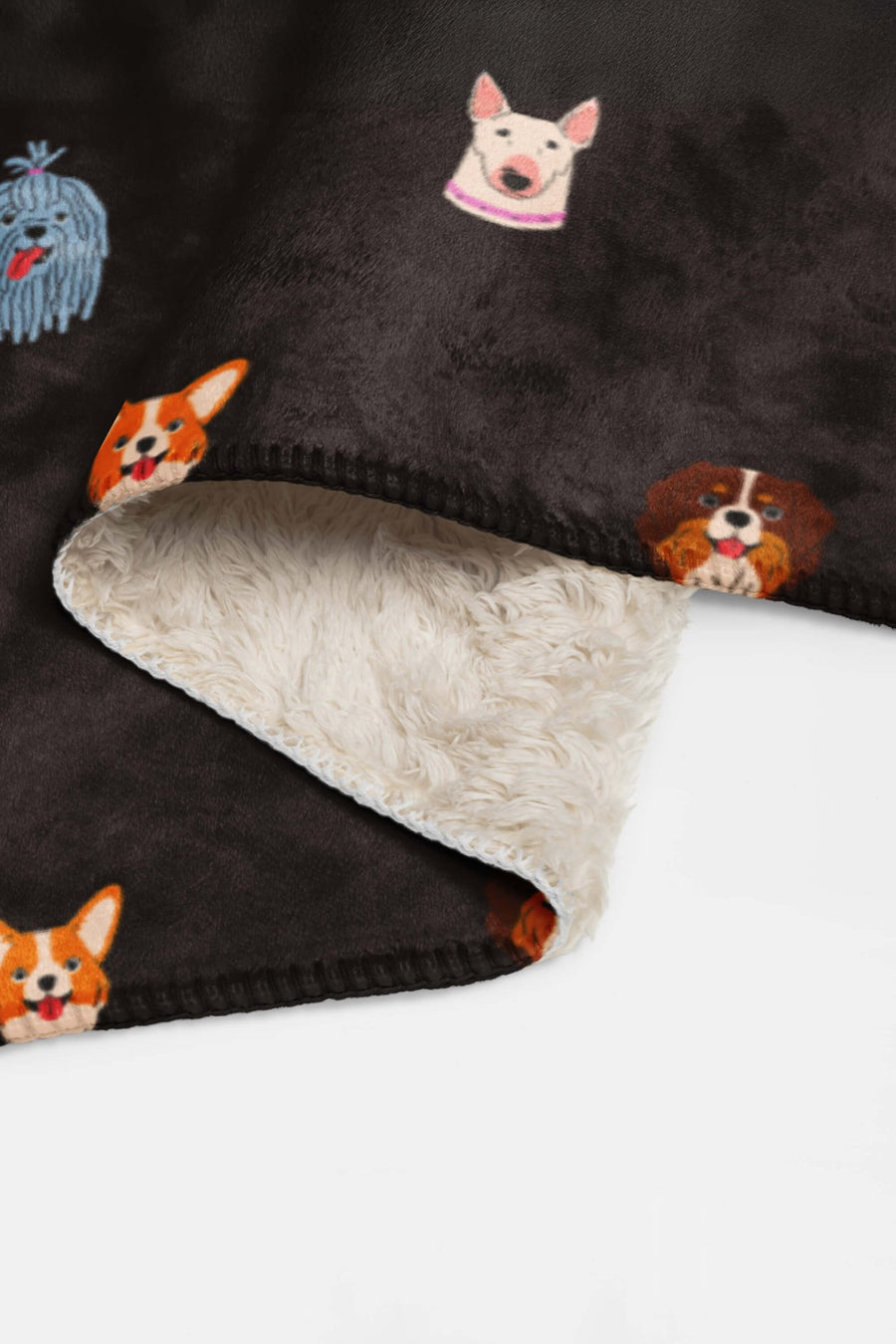 Close up of the sherpa backing on the Doggy Dreams Blanket from WOOF