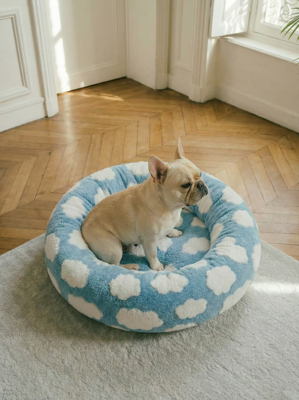 Super Soft Cloud Dog Bed 30", Plush & Anti Slip Bottom