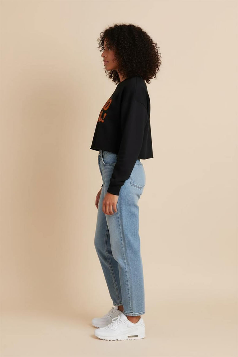 Black Good Girl Crop Sweatshirt from WOOF seen from the opposite side