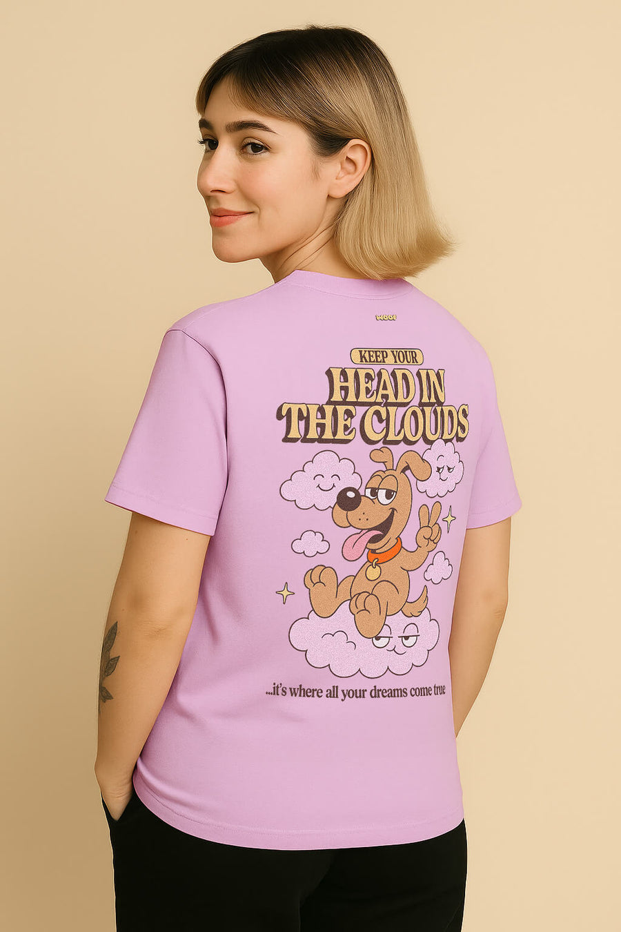 Rear print on the Head in the Clouds dog T-Shirt from WOOF