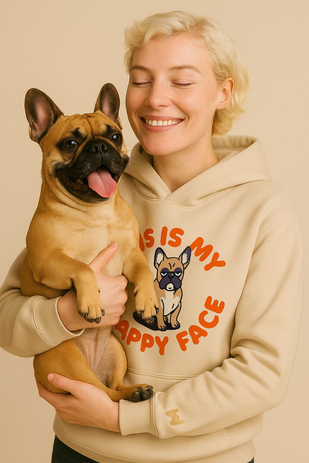 Funny This Is My Happy Face Unisex Frenchie Hoodie - WOOF