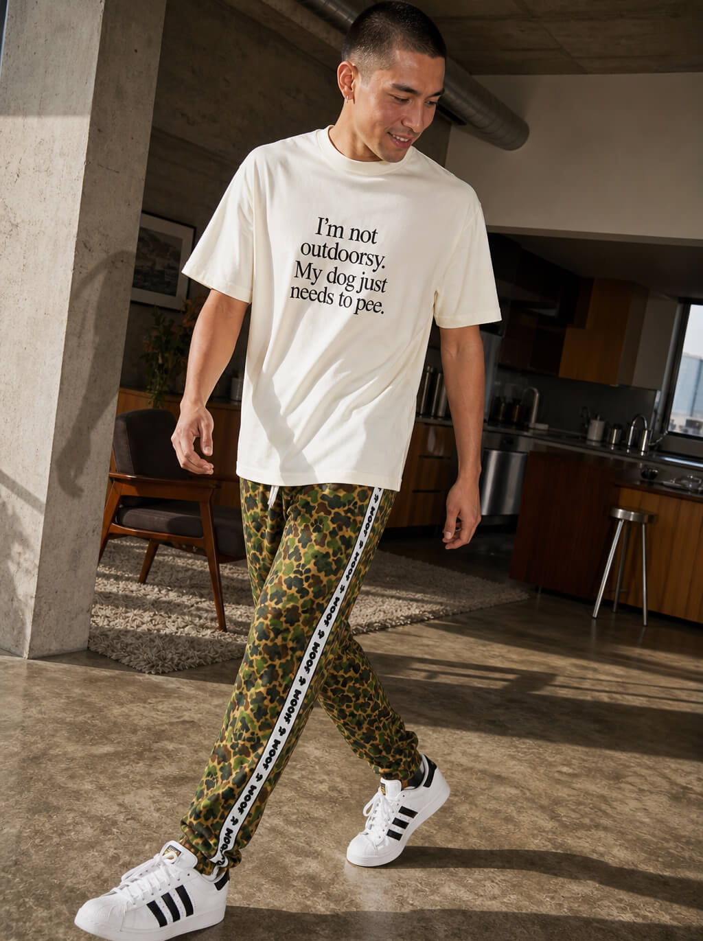 Camo Wide-Leg Unisex Paw Print Joggers