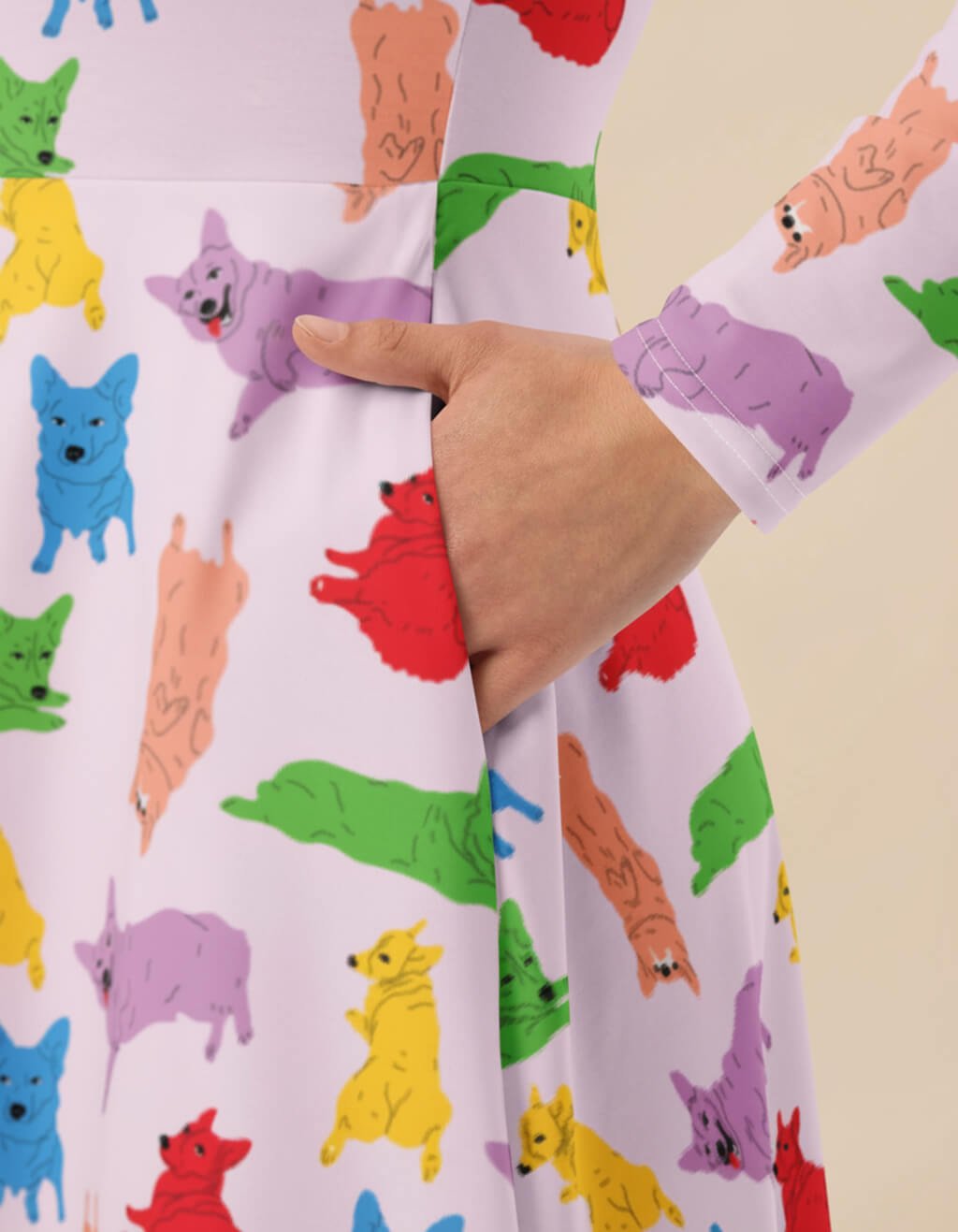 Supreme Corgi Confetti Long Sleeve Midi Dress - WOOF